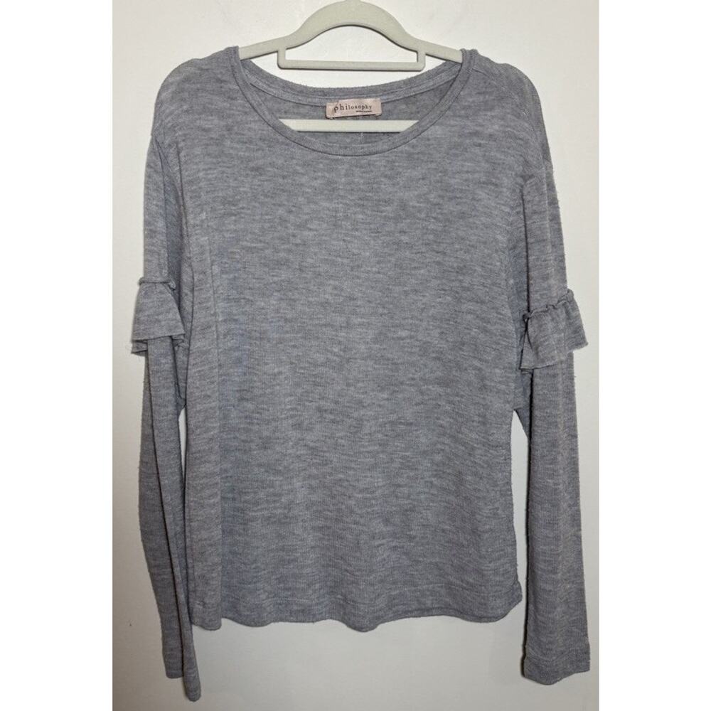 Philosophy Republic Clothing Small Round Neck Long Ruffled Long Sleeve Shirt